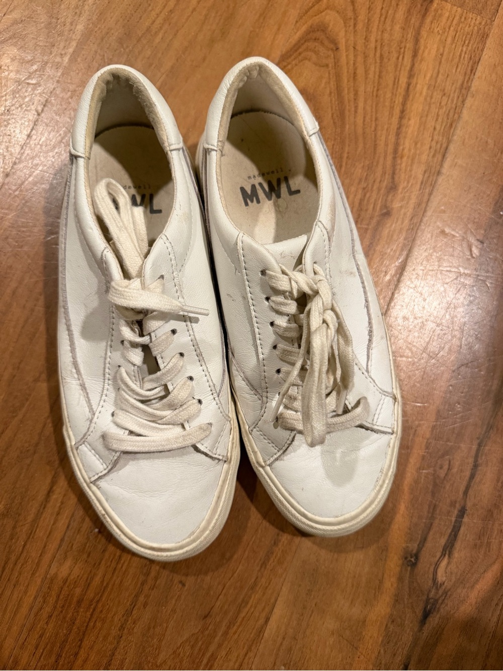 MWL White Leather Lace-Up Sneakers